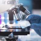 Microscope with hand holding slide