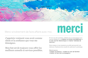 Carte graphique de remerciement avec touches de couleurs à l’aquarelle