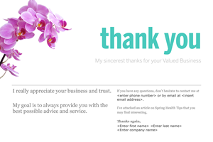 Graphic thank you post card with water colour splash