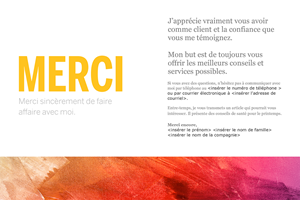 Carte graphique de remerciement avec bordure peinte